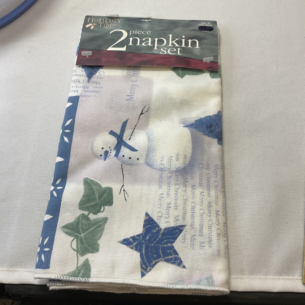 Christmas Snowman All The Trimmings 2Pc Napkins 17" X 18" 100% Cotton